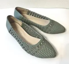 Oriental Traffic 編み込みフラットシューズ グリーン