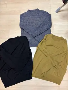 無印良品　ニット3枚セット　洗えるメリノウール+残糸で編んだクルーネックセーター