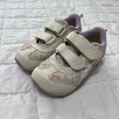 花柄 ホワイト スニーカー ベルクロ式