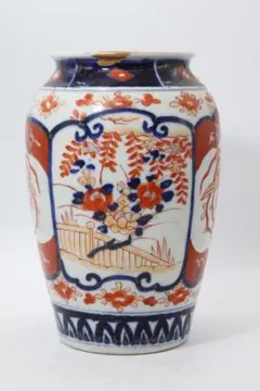 大型 色絵 飾り壺 花瓶 花器 金彩 人物画 有田焼 伊万里焼 古伊万里風