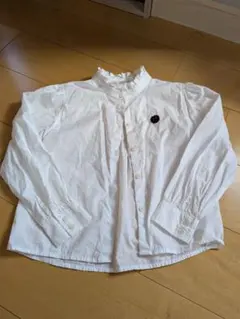 H&M フリル付き白長袖シャツ 130