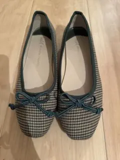 Orientaltraffic チェック柄フラットシューズ リボン付き