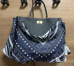 ✨未使用級✨マニプリ スカーフバッグ トートバッグ 総柄 本革ハンドル 