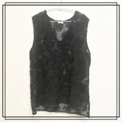 LOWRYS FARM 3D レースベスト ジレ メッシュ 透かし編み