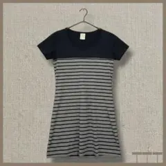 【adidas】半袖Tシャツ ボーダー 切替 レディースS 黒 【H84】のサムネイル