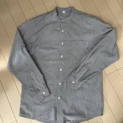 ストライプ バンドカラー 長袖シャツ