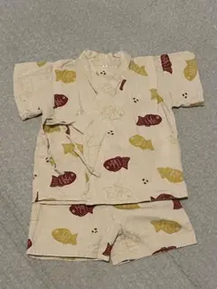 甚平 上下セット 夏 たい焼き 90 男の子 ベージュ