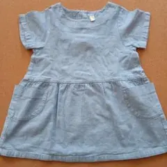 サマンサモスモスラーゴム　М　100 110 半袖ワンピース　無地水色　無印良品