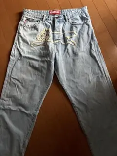 ICECREAM 刺繍デザイン デニムパンツ 36