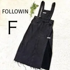 FOLLOWIN サスペンダーサイドスリットオーバーオールワンピース　Fサイズ