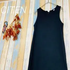 【CITEN】ニットワンピース　ブラックワンピ　ノースリーブ りぶ編み　シンプル