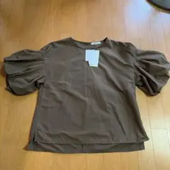 オペークドットクリップ　パフスリーブブラウス ボリューム袖　M