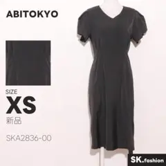 新品 ABITOKYO ワンピース 膝丈　ウエストタック　Vネック　後ろジップのサムネイル