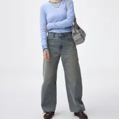 GU バレルレッグジーンズ 丈短め ブルー 美品