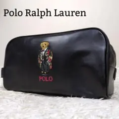 希少✨ ポロラルフローレン クラッチバッグ ポロベア レザー ブラック