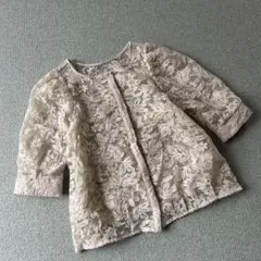 美品 シアー 花 刺繍 レース ブラウス アイボリー