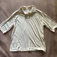 H&M ストライプ ポロシャツ Lサイズ クリーム色