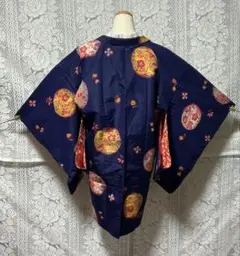 【アンティーク】羽織　銘仙　正絹　修繕箇所あり　羽織紐付き　リメイク用におすすめ