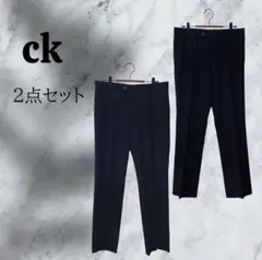 『カルバンクライン』ウール混/パンツ 2点セット【M】ネイビー ストライプ柄