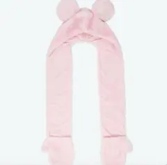 ミッキー マフラーキャップ ピンク