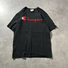 champion 刺繍 ワンポイントロゴ ブラック デザイン Tシャツ