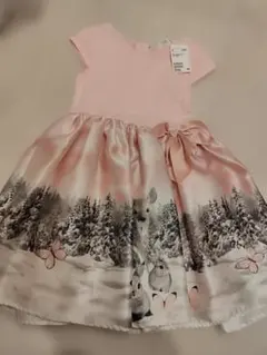 ラスイチ新品 H&M ピンク ワンピース 半袖 120cm-130cm