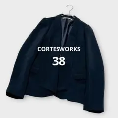 ＊CORTESWORKS＊ノーカラー ジャケット ショールカラー 無地 綺麗め