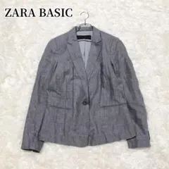 ザラベーシック　ZARA テーラードジャケット　グレー　無地　大人　シンプル