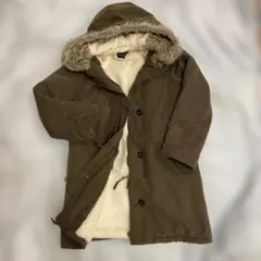 Doublefocus 裏ボアフード付きコート オリーブ