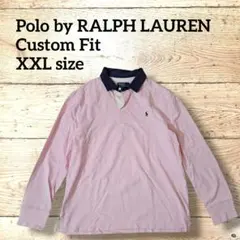 好配色★Poloby Ralph Laurenラガーシャツ長袖ピンクXXLポニー
