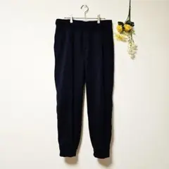 【UNIQLO】ユニクロ ニットフリースアンクルパンツ ウエストゴム 紺 (L)