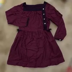 BONTON キッズ ワンピース ボルドー 七分袖 海外子供服のサムネイル