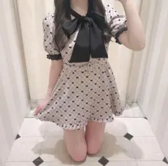 evelyn リボンロンパース ピンク