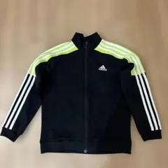 140 adidas 蛍光グリーン 3本ライン ジャージ上