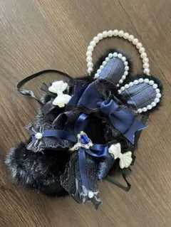 ウサギ耳付きネイビー着せ替え服