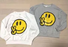 2枚セット　スマイリー/にこちゃんトレーナー　ホワイト＋グレー 9Y 140