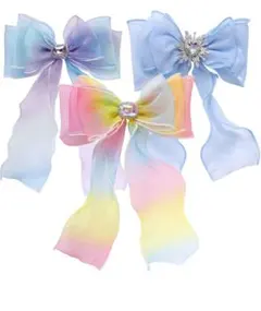 上品なヘアアクセサリー かわいいりぼん リボン 3種セット ちょうネクタイ髪飾り