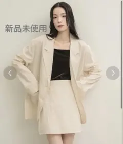 リネンライクテーラードジャケット　アイボリー