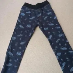 車と星プリントのネイビー長ズボン