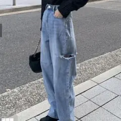 GRL グレイル サイドカッティングデニムパンツ M