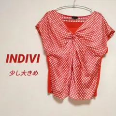 ✩美品✩INDIVI インディヴィ チェック柄 半袖トップス やや大きめ 柄物