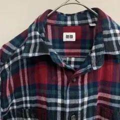【美品】UNIQLO チェック柄ネルシャツSサイズユニクロ