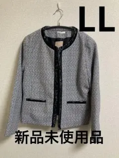 GLACIER ノーカラージャケット LLサイズ ブラック・ホワイト