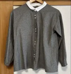 Samansa Mos2 グレー 長袖シャツ Fサイズ