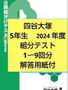 解答用紙付　四谷大塚　5年生　組分けテスト　2024年度 過去問