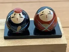 伝統的な黒赤雛人形セット　大内人形