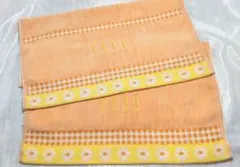 値下！ELLE 花柄チェック ウォッシュタオル オレンジ　2枚組