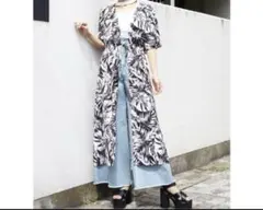 EMODA ボタニカル柄 ロングガウン 半袖