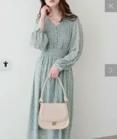 natural couture ピンタックプリーツお上品ワンピース