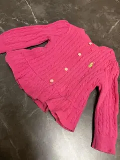 ラルフローレン ベビー ケーブルニット ペプラムカーディガン ピンク